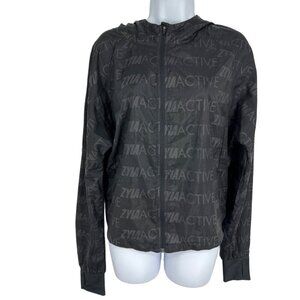 Zyia Active Women’s Black Full Zip Hooded Ultra Light Windbreaker Size M